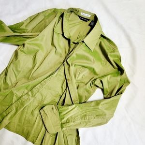 Olive Shimmery Dress Button Down